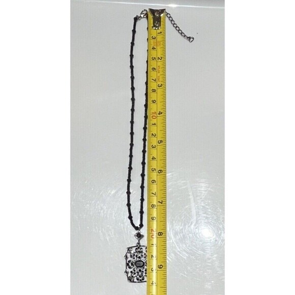 Liz Claiborne Necklace Black Beaded Open Filigree VTG 19" Victorian Goth - Picture 6 of 8